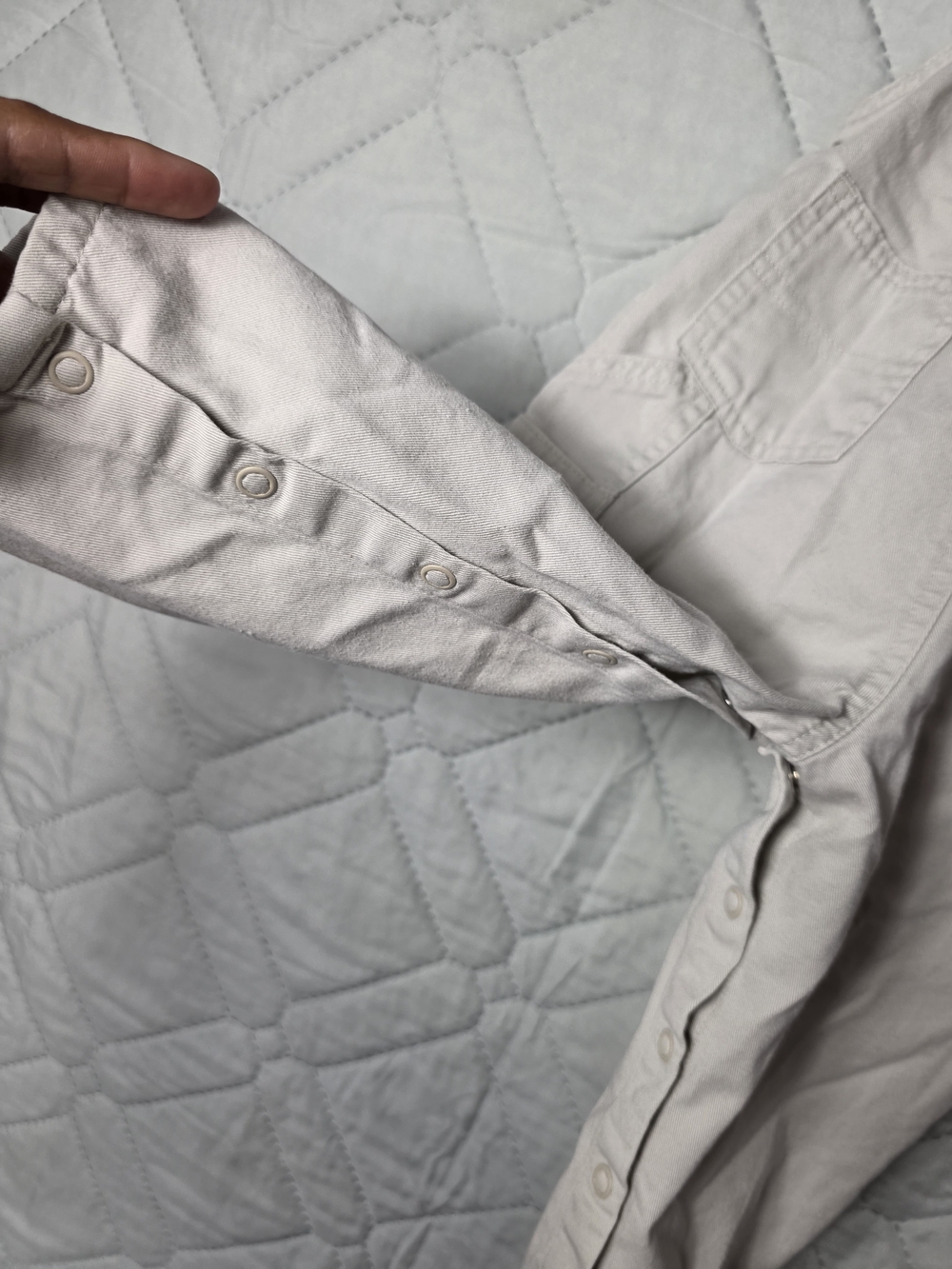 Place  Overalls Toddler Sz 18 Months Chino Cream Chambray Twill Vestbak - Picture 4 of 10